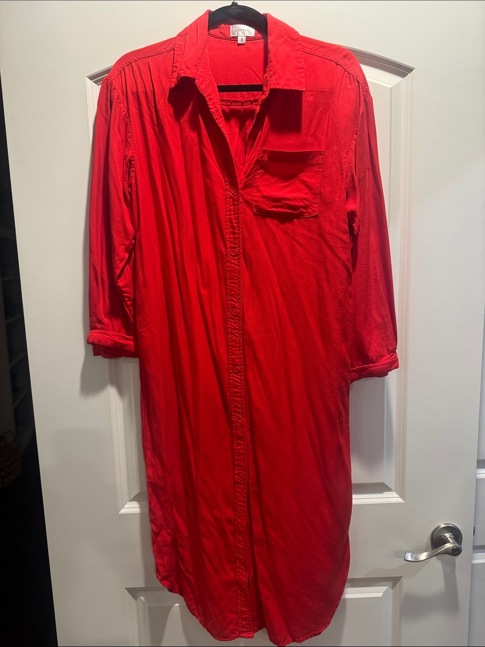 Bright Red Button-Up Shirt Dress size small